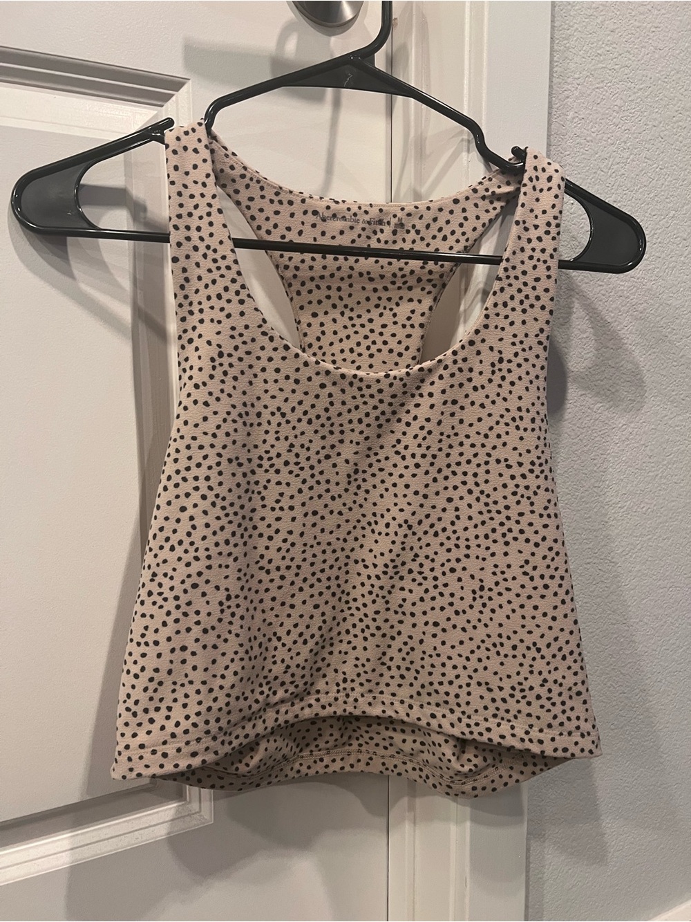 Abercrombie & Fitch Beige Tank Top with Black Polka Dots